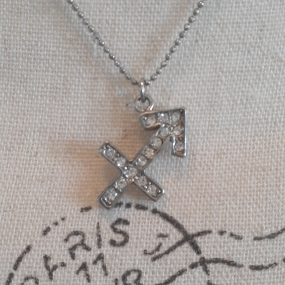 % Silver & CZ Sagittarius star sign necklace